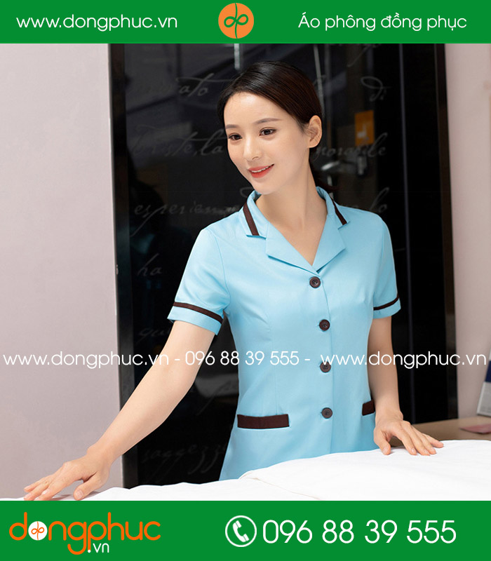 đồng phục vệ sinh màu xanh YA